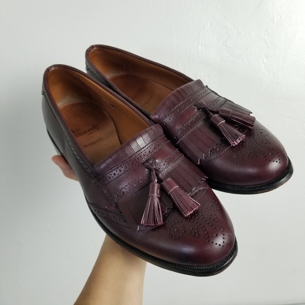 Allen Edmonds Brighton Brogue leather loafer slide on tassel men's shoe 9.5